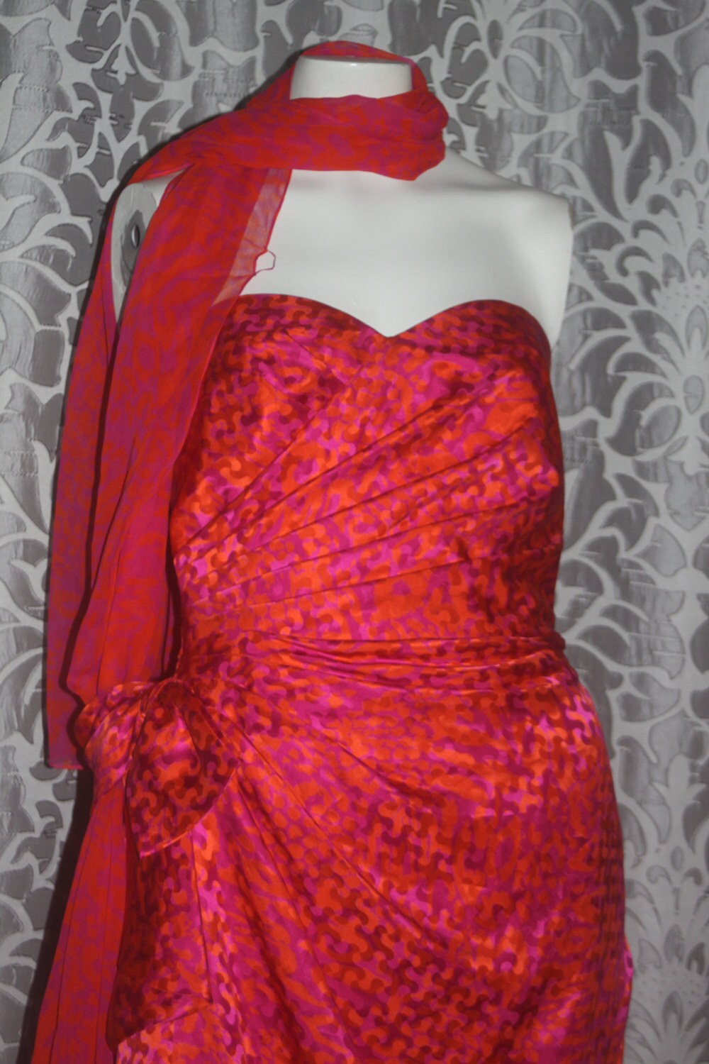 Vintage 80's A J Bari Silk Sarong Dress 12 M L