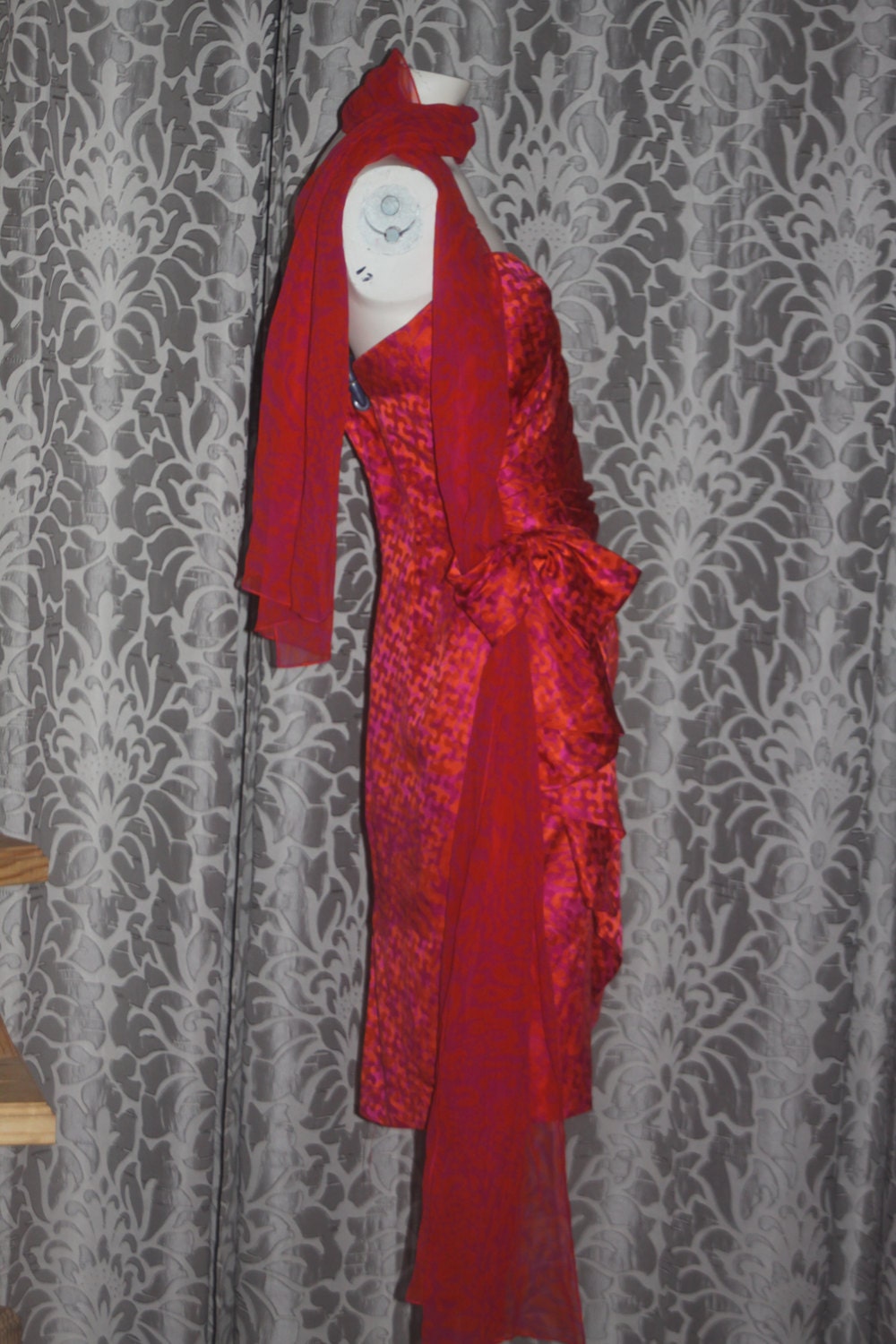 Vintage 80's A J Bari Silk Sarong Dress 12 M L