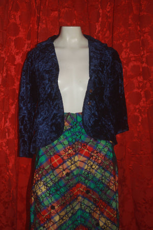 Vintage 60's 70's Velvet Jacket and Long Plaid Skirt xs