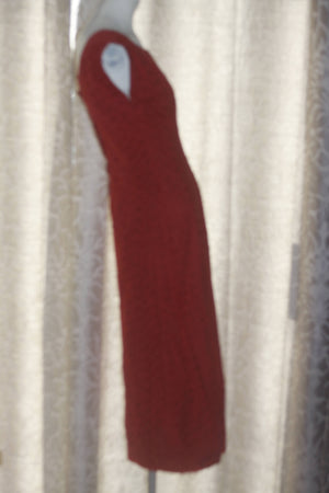 Vintage 1950's Red Eyelet Form Fitting Dress S