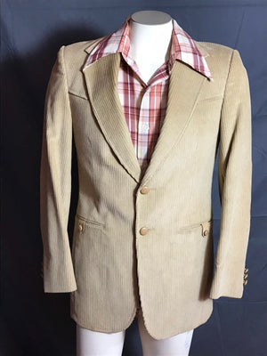Vintage Tan Corduroy Western Cowboy Sports Coat Jacket