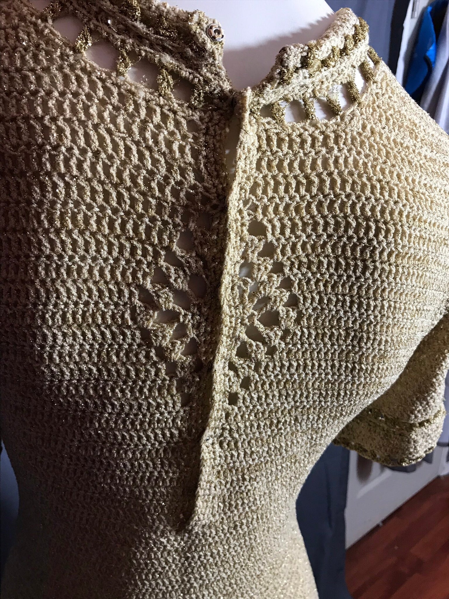 Vintage Gold handmade crochet dress S /M
