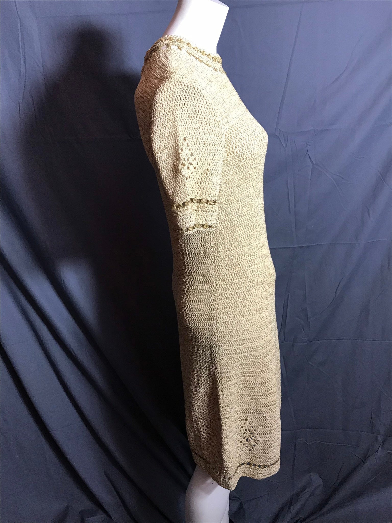 Vintage Gold handmade crochet dress S /M
