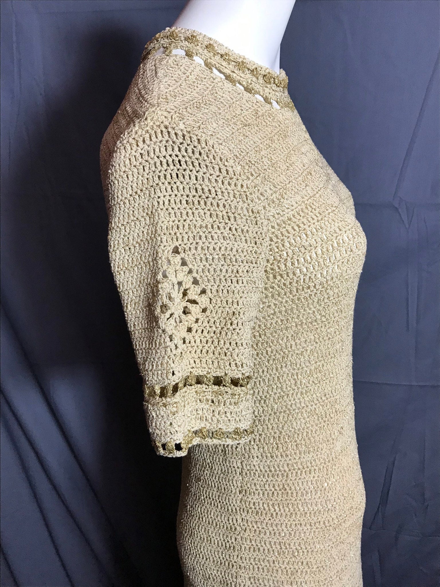 Vintage Gold handmade crochet dress S /M