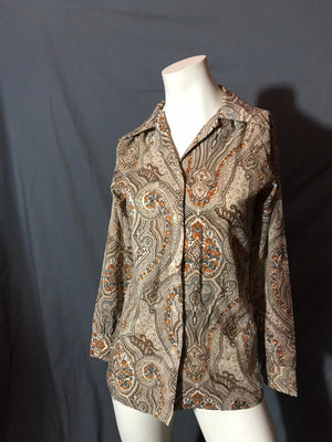 Vintage 1970's Laura Mae Paisley Button up Shirt M