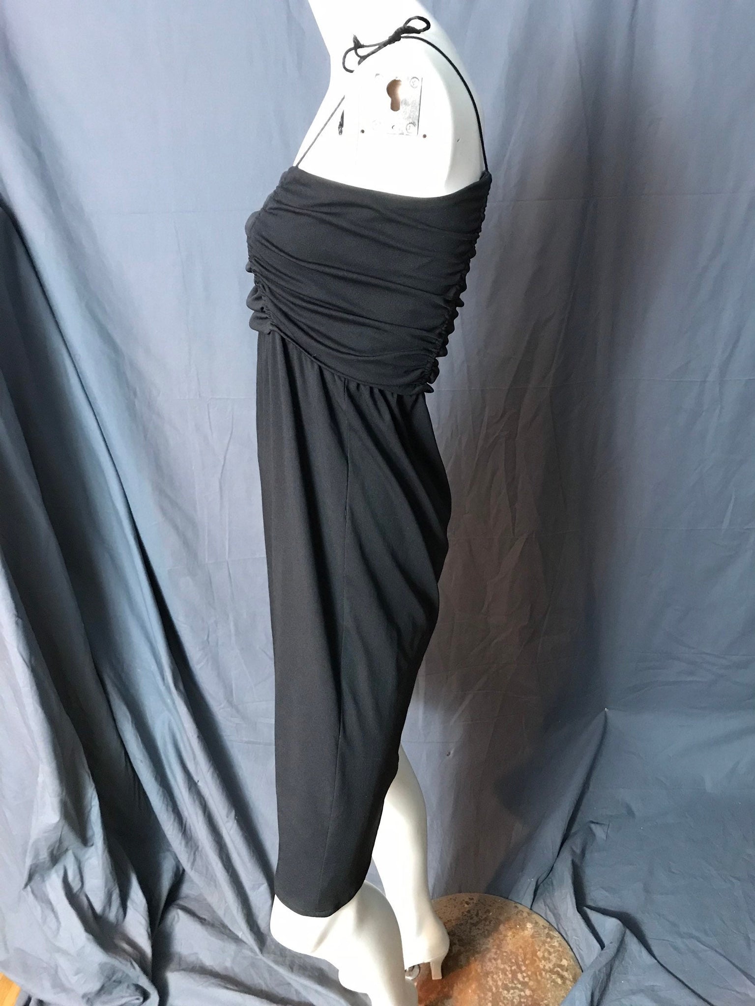 Vintage 1970's Black Disco Dress With Jacket M