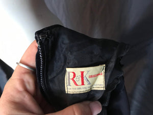 Vintage 1950's Black Velvet R & K Fitted Dress M