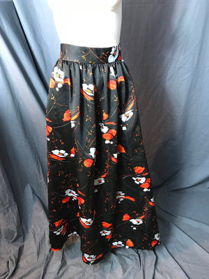 Vintage long black and orange 1970's skirt m