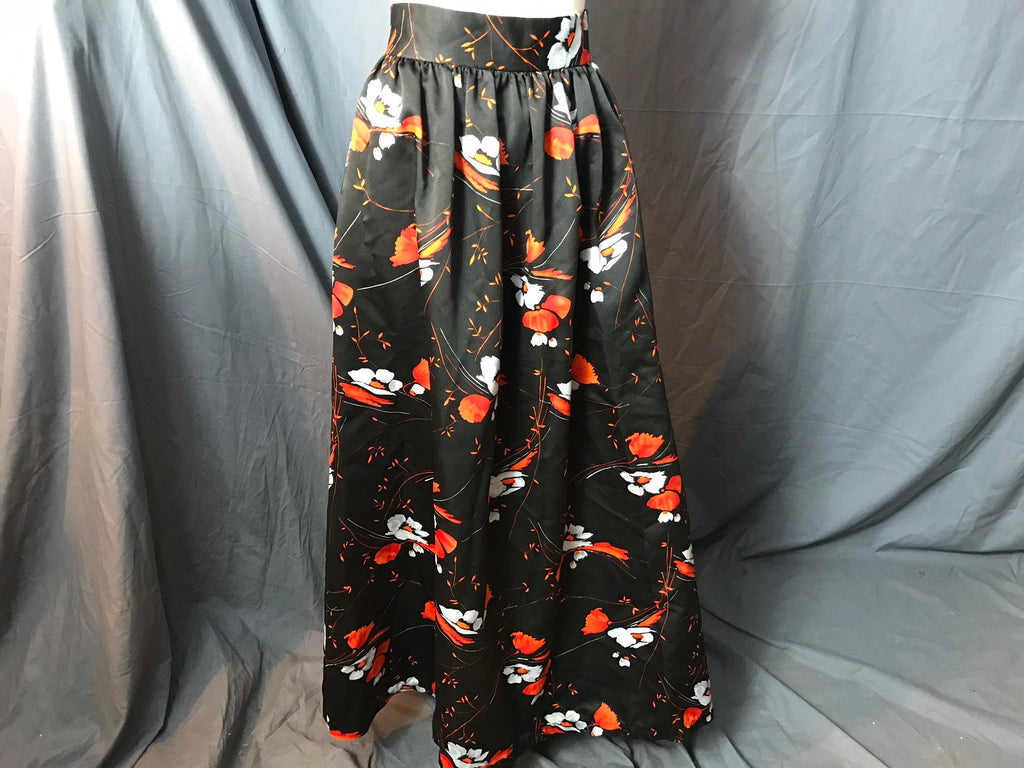 Vintage long black and orange 1970's skirt m