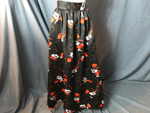 Vintage long black and orange 1970's skirt m