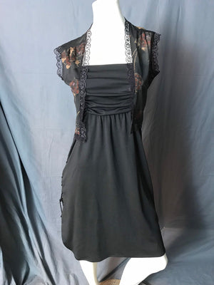 Vintage 1970's Black Disco Dress With Jacket M
