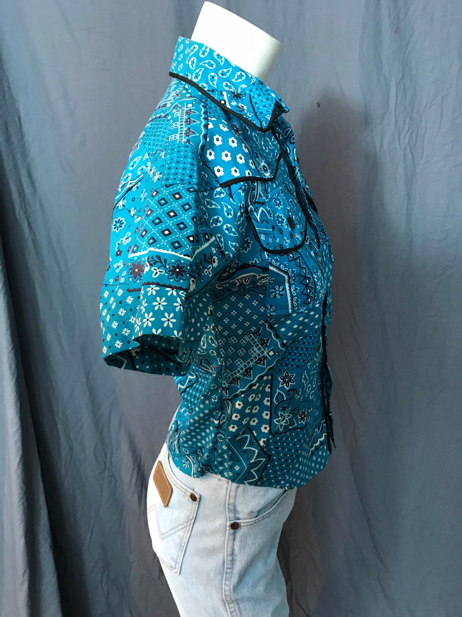 Vintage 70’s cowboy women’s bandana shirt S