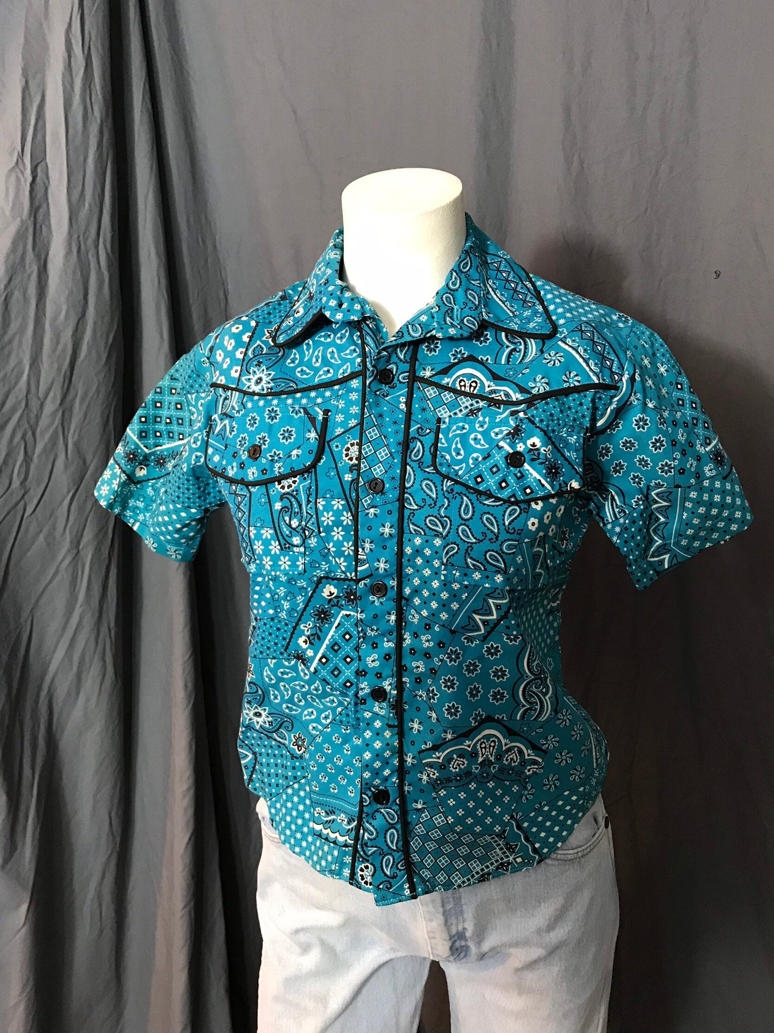 Vintage 70’s cowboy women’s bandana shirt S