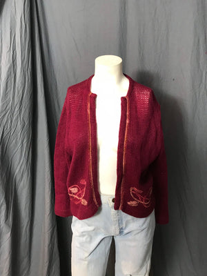 Vintage 1950’s maroon cardigan sweater M