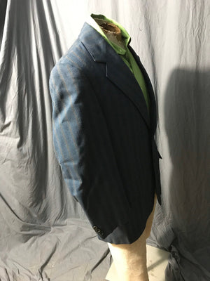 Vintage Merit blue striped belt back suit jacket 44