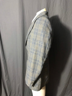 Vintage Curlee 1970’s blue plaid sports coat suit 42