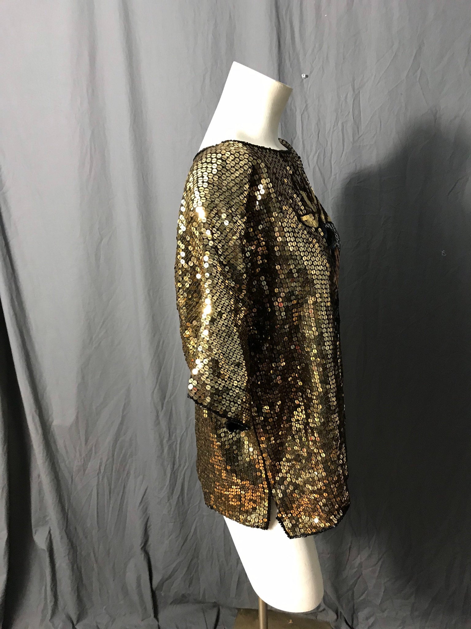 Vintage sequin Jewel Queen gold top / shirt M deadstock