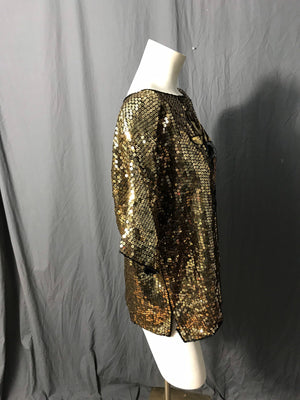 Vintage sequin Jewel Queen gold top / shirt M deadstock