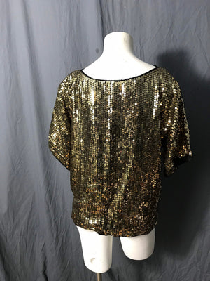 Vintage sequin Jewel Queen gold top / shirt M deadstock