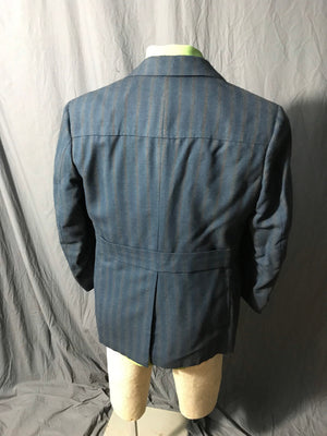 Vintage Merit blue striped belt back suit jacket 44