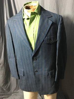 Vintage Merit blue striped belt back suit jacket 44
