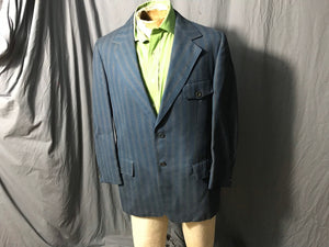 Vintage Merit blue striped belt back suit jacket 44