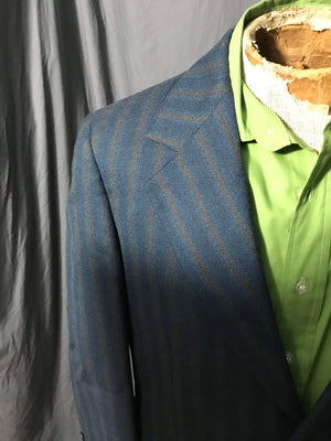 Vintage Merit blue striped belt back suit jacket 44