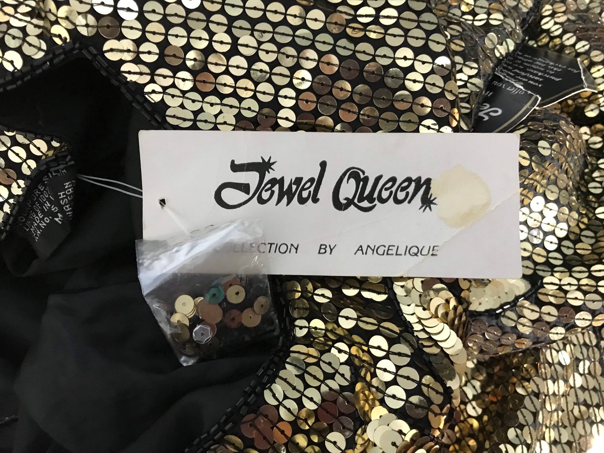 Vintage sequin Jewel Queen gold top / shirt M deadstock