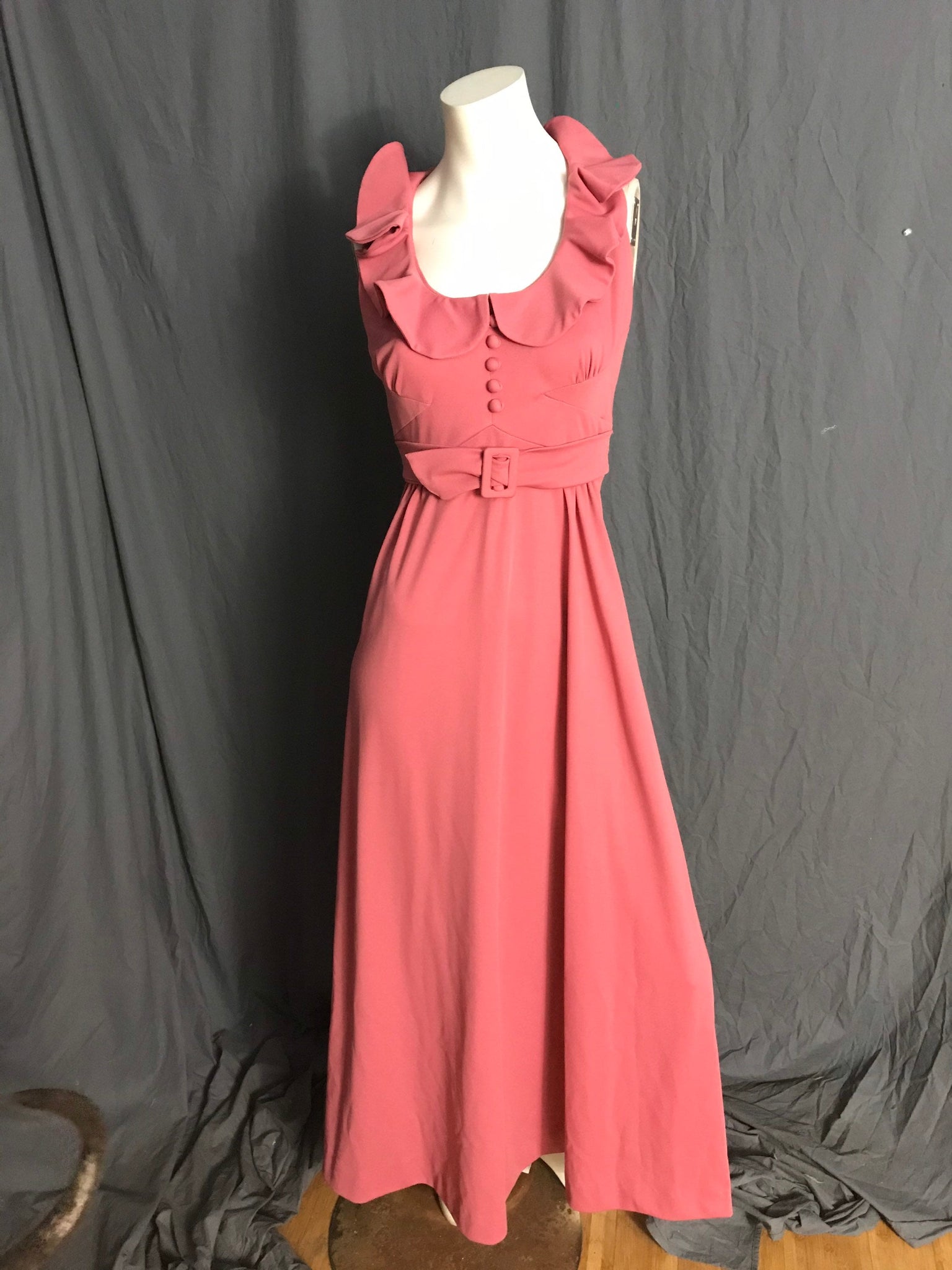 Vintage 70’s rose Meleny Road long maxi dress M
