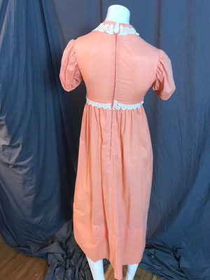 Vintage 60’s 70’s Swiss dot peach maxi dress XS / S