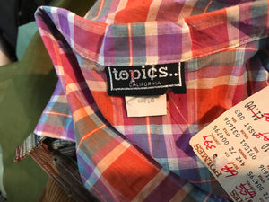 Vintage Deadstock 1970’s 1980’s plaid Topics fitted blouse 10