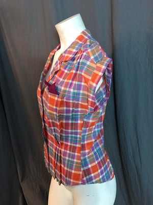 Vintage Deadstock 1970’s 1980’s plaid Topics fitted blouse 10