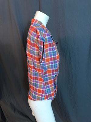 Vintage Deadstock 1970’s 1980’s plaid Topics fitted blouse 10