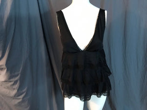 Vintage Sears black ruffle babydoll top lingerie S 34