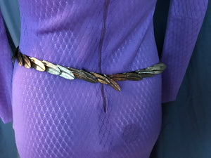 Vintage gold leaf stretch metal belt L XL