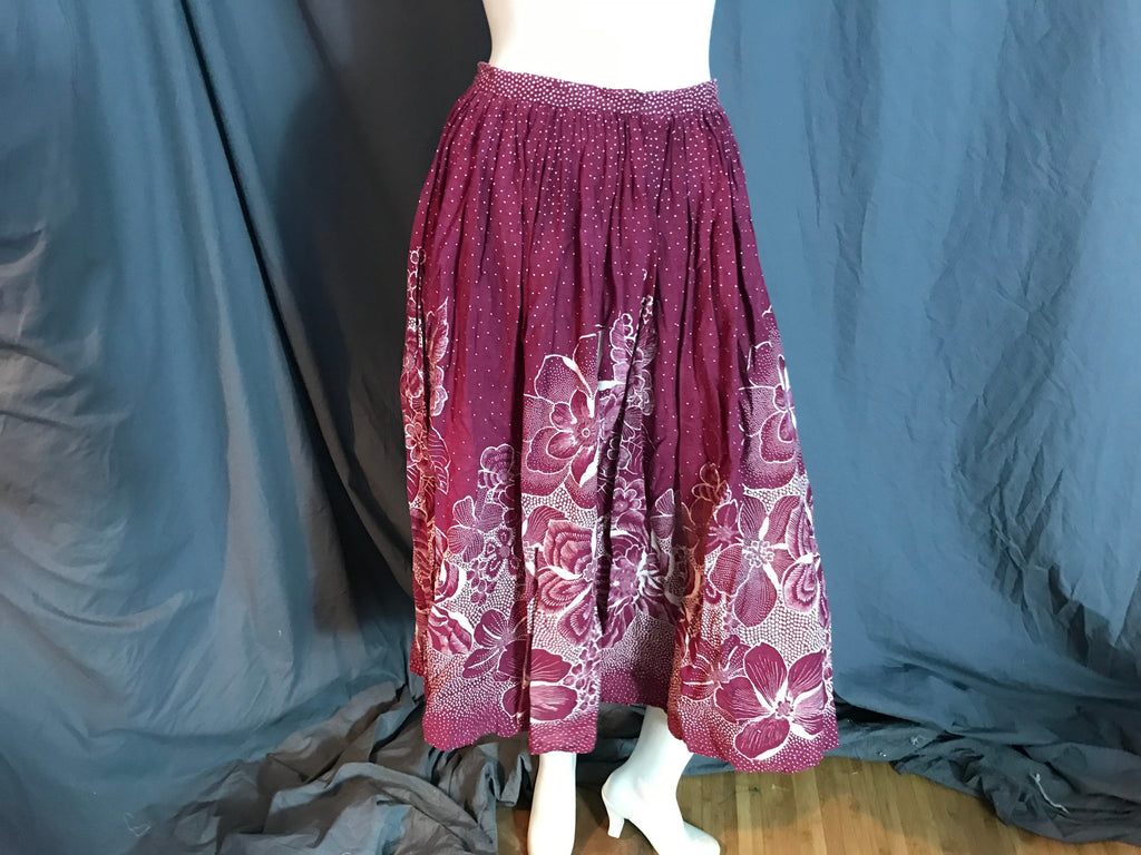 Vintage cotton batik full midi skirt S