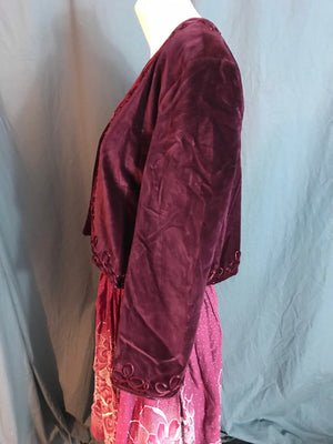 Vintage maroon velour 1970’s short jacket M