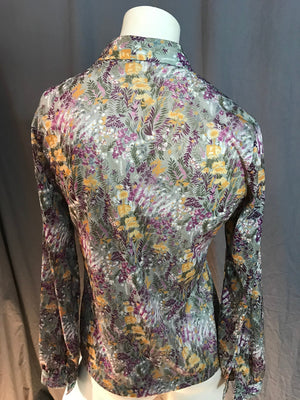 Vintage 1970’s silky women’s floral shirt 34 S