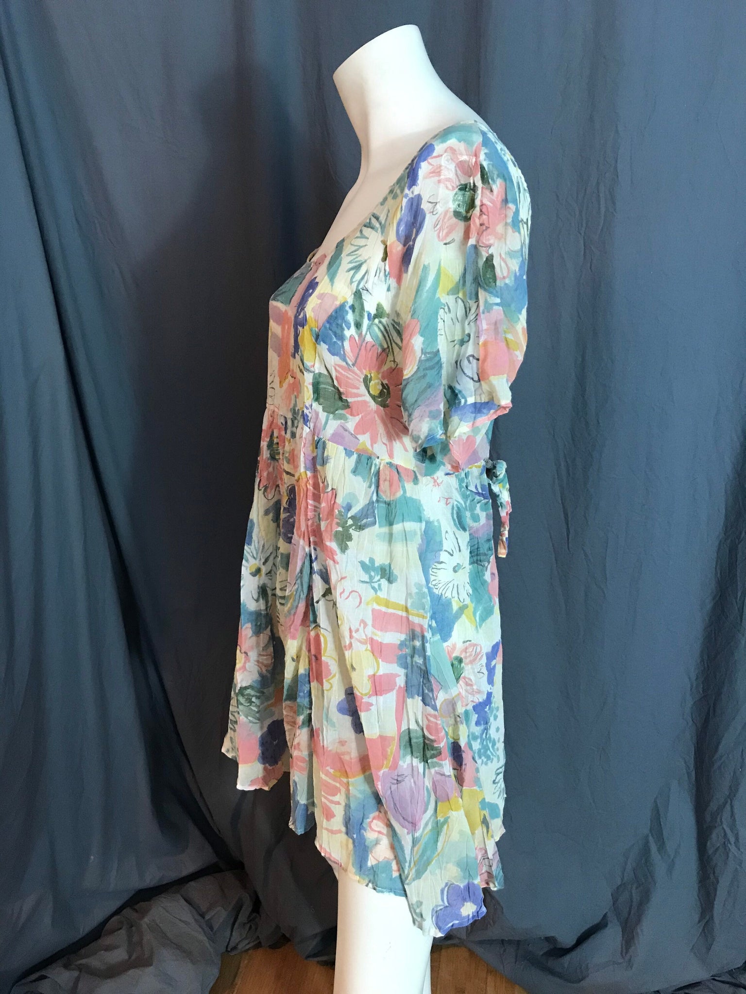 Vintage 1980’s Shok sheer floral babydoll dress L