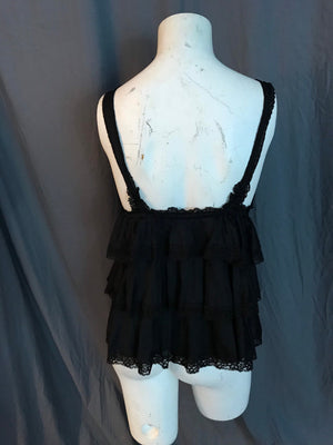 Vintage Sears black ruffle babydoll top lingerie S 34
