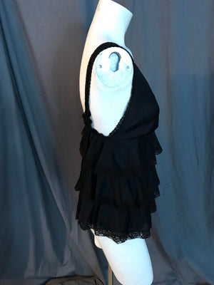 Vintage Sears black ruffle babydoll top lingerie S 34