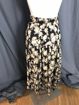 Vintage long tiered flower hippie boho skirt S
