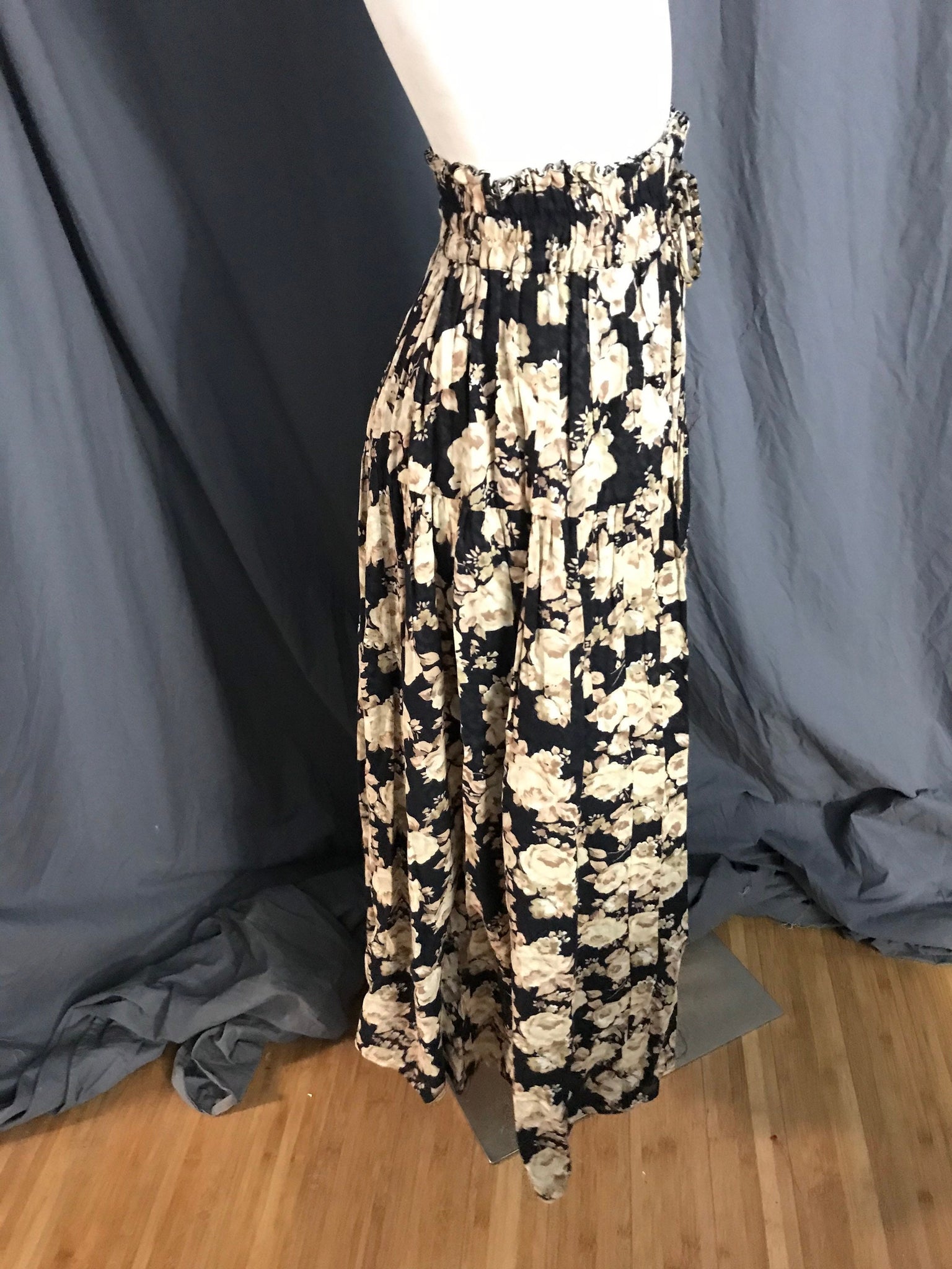 Vintage long tiered flower hippie boho skirt S