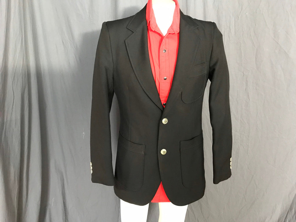 Vintage 1970’s Angel’s Flight black sports suit belted back jacket 40
