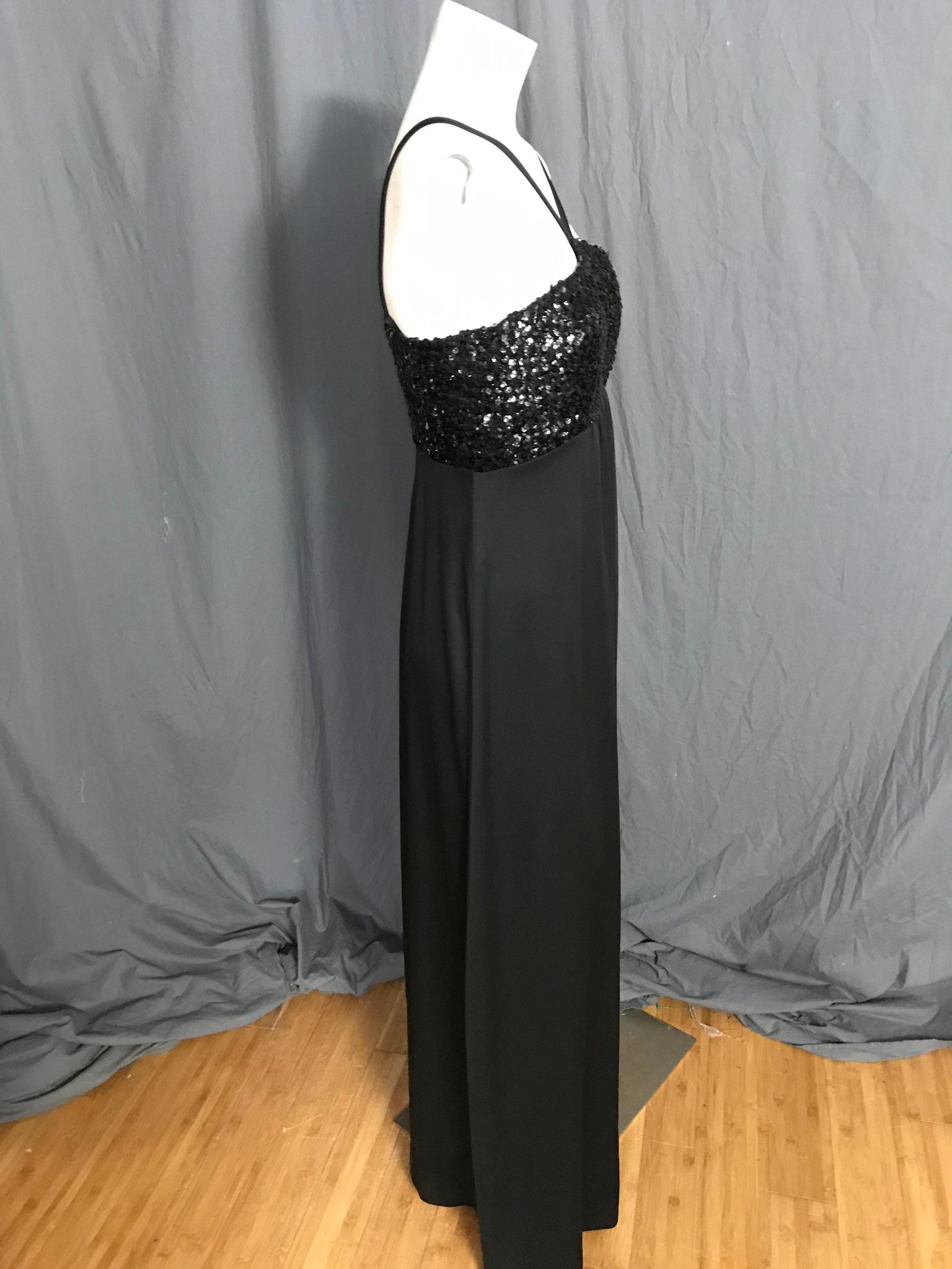 Vintage 1970’s black sequin Rue de la Paix dress M