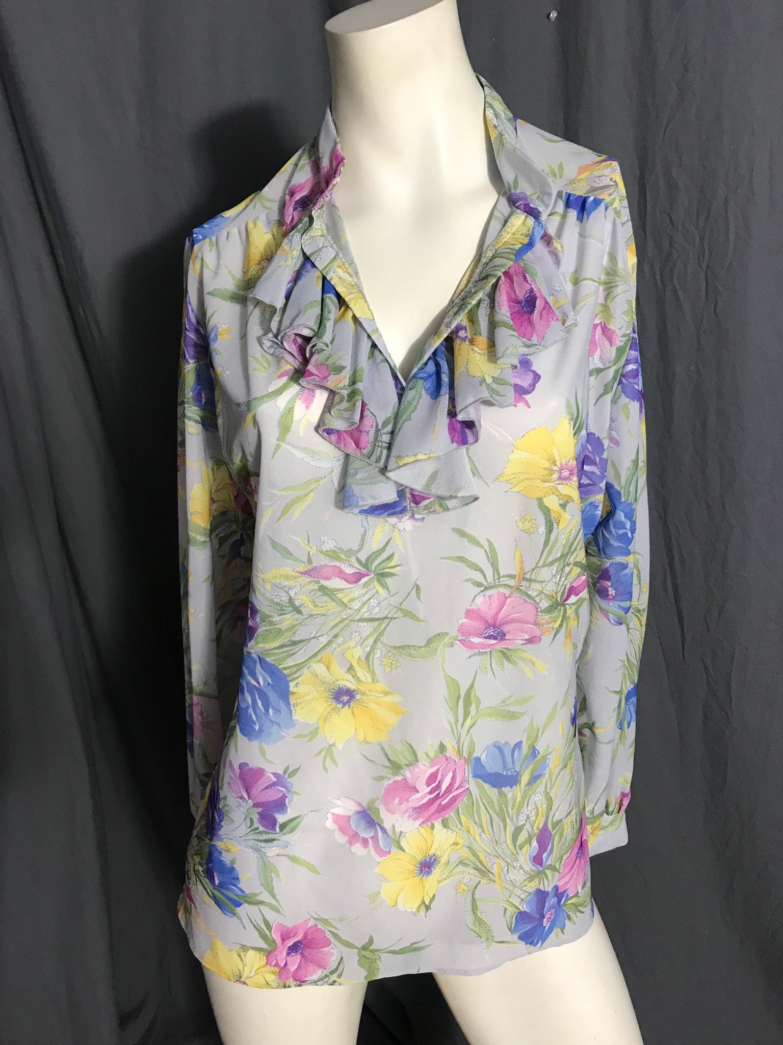 Vintage 1970’s Teddi sheer ruffle shirt L