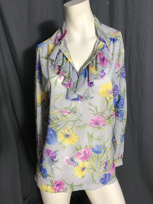 Vintage 1970’s Teddi sheer ruffle shirt L
