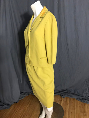 Vintage 1970’s Butte Knit mustard yellow women’s suit M