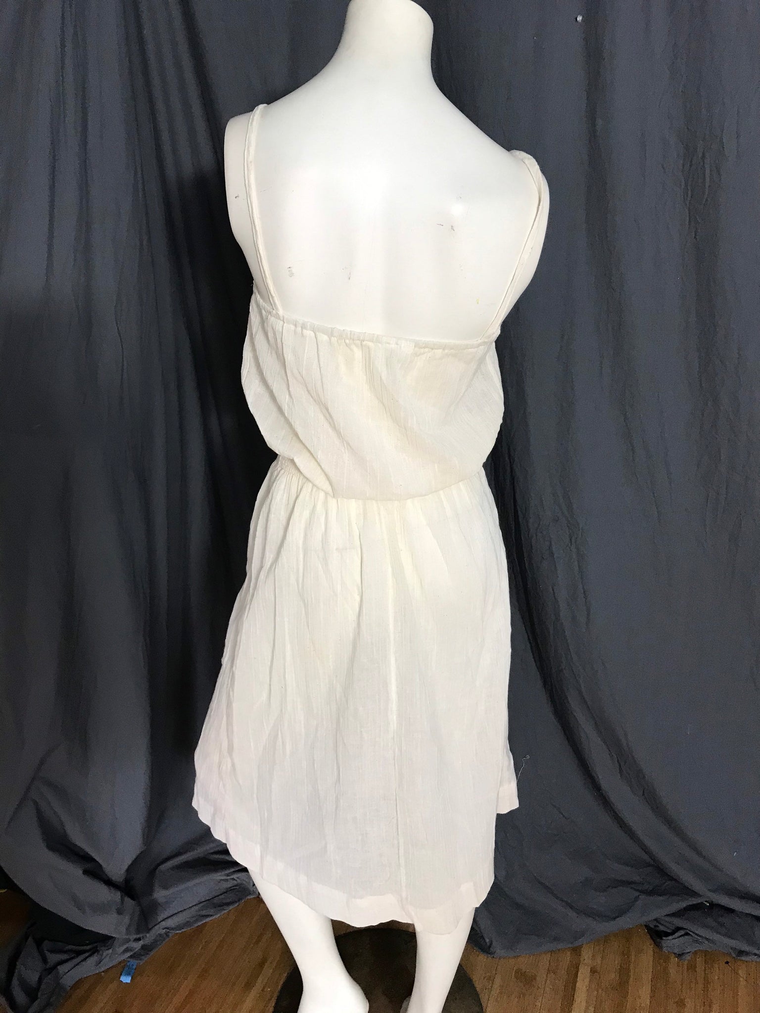 Vintage off white hippie boho cotton prairie sun dress S M