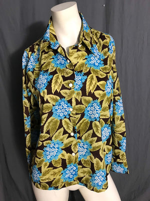 Vintage 1970’s women’s polyester tropical shirt 38 L